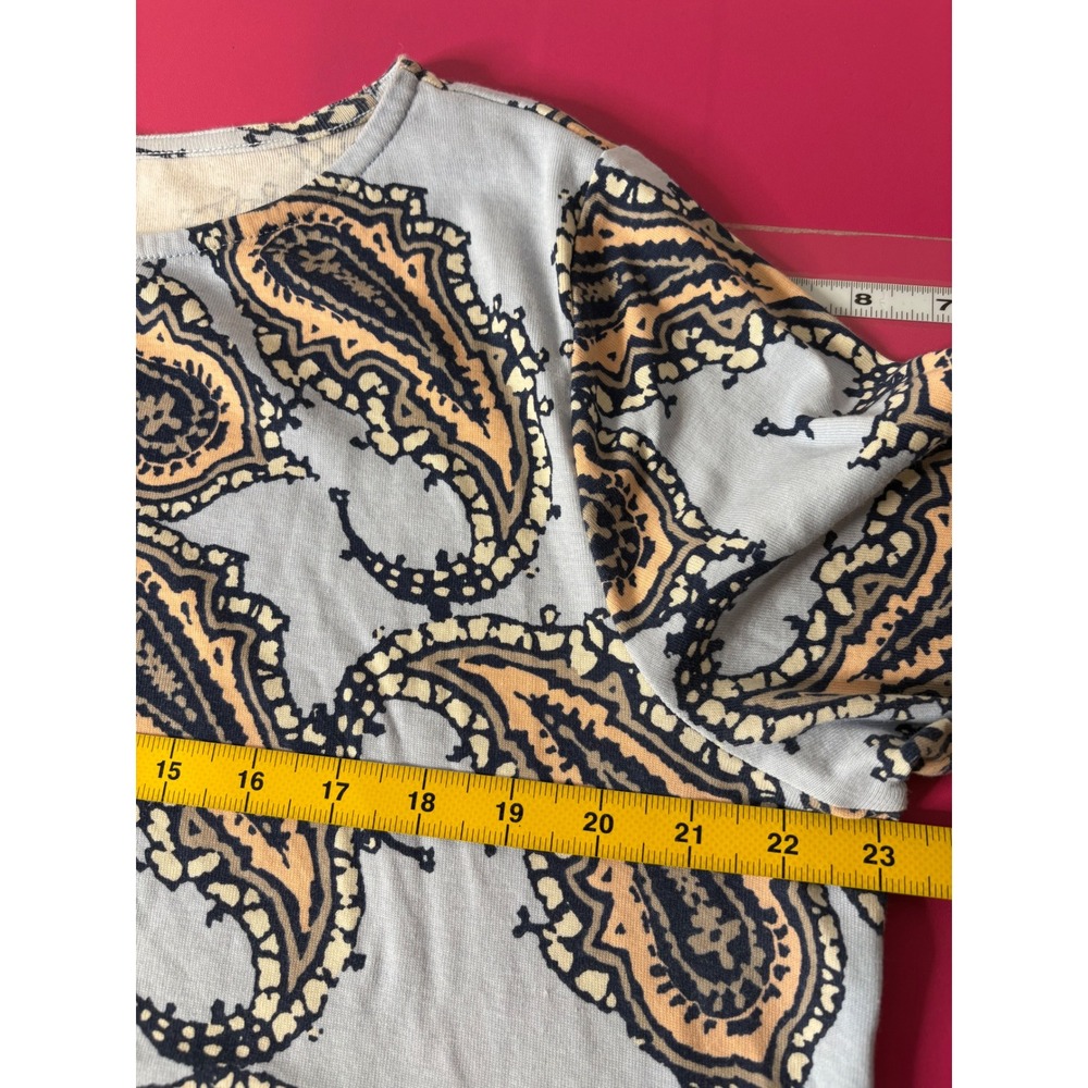 CHICO'S Womens Blue Paisley Short Sleeve Top Sz 3/XL Boho Coastal Breathable - Picture 6 of 10